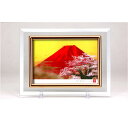 クリスタル 絵画 フォトフレーム 写真立て ハガキサイズ 150×105mm対応 吉岡浩太郎 「赤富士桜」