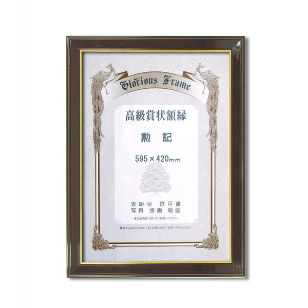 〔 高級 賞状額 〕 樹脂賞状額 光輝 勲記 595×420mm 壁掛けひも 額 額縁 フレーム