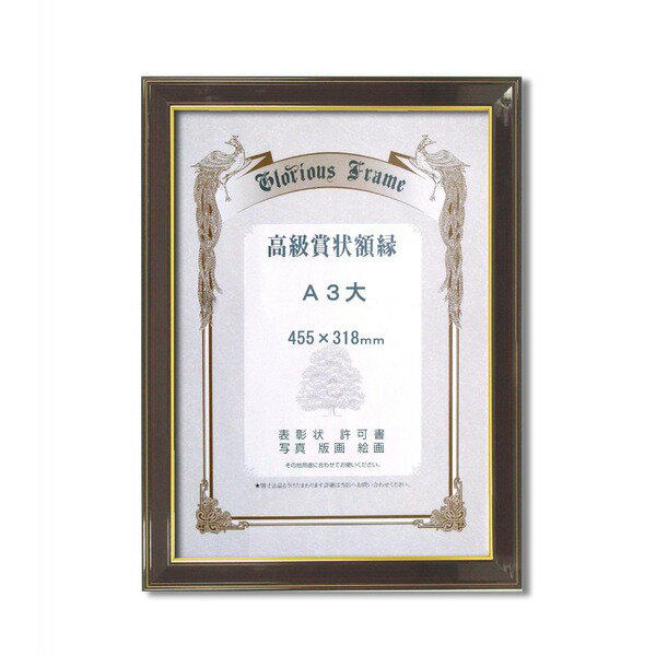 〔 高級 賞状額 〕 樹脂賞状額 光輝 A3大 455×318mm 壁掛けひも 額 額縁 フレーム