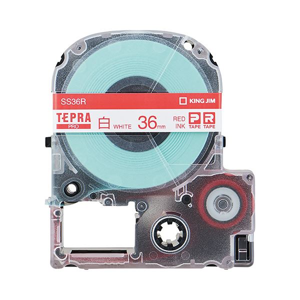（まとめ） キングジム テプラ PRO テープカートリッジ 36mm 白／赤文字 SS36R 1個 【×2セット】