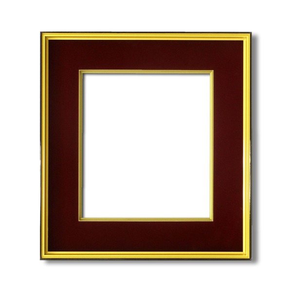 〔 色紙額 〕 黒い縁に金色フレーム 色紙用 壁掛けひも 黒金 マット付き 273×242mm エンジ フレーム 額縁 額