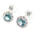 ピアス ブルートパーズ K14 ホワイトゴールド スタッド シンプル シリコン製ダブルロックキャッチ仕様