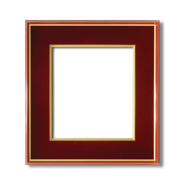〔 色紙額 〕 赤い縁に金色フレーム 色紙用 壁掛けひも 赤金 色紙 マット付き 273×242mm エンジ フレーム 額縁 額