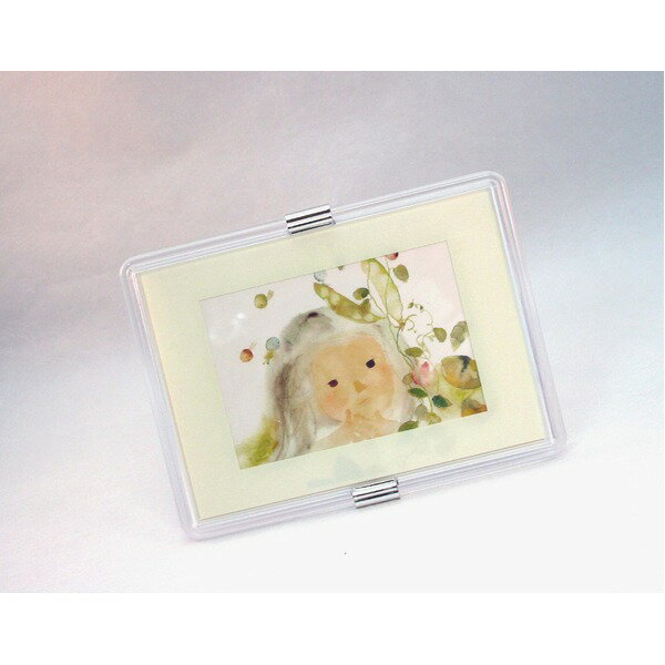 透明 フォトフレーム 写真立て ハガキサイズ 150×105mm対応 いわさきちひろ 五粒のエンドウ豆 スタンド付き 壁掛け可 額