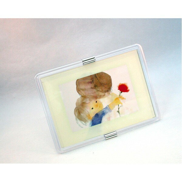 透明 フォトフレーム 写真立て ハガキサイズ 150×105mm対応 いわさきちひろ 母と子 スタンド付き 壁掛け可 額