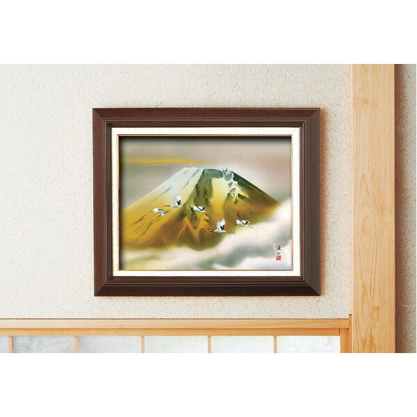 日本画額 木製フレームセット オンタケF6号 伊藤渓山 「金富士」 433×525×50mm 化粧箱入り 額縁 額 フレーム