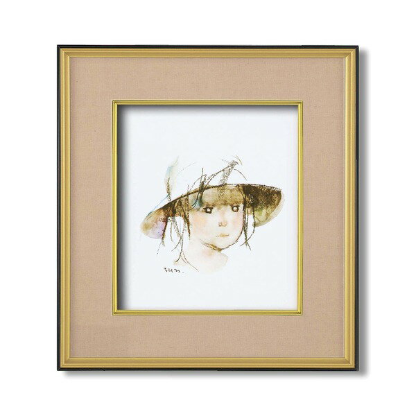 壁掛け用 色紙額縁 金フレームセット いわさきちひろ 少女像 色紙サイズ:273×243mm 中身入替可 日本製 額 色紙額