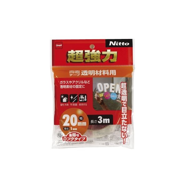 (まとめ) ニトムズ 超強力両面テープ 透明材料用 20mm×3m T4613 1巻 【×3セット】のサムネイル