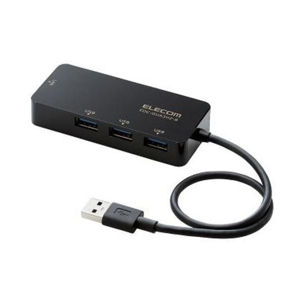 エレコム USB-A1Gbps有線LANアダプター USBハブ付 ブラック EDC-GUA3H2-B 1個