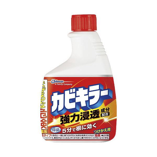 【ご注文について】お客様のご都合による商品のキャンセル・交換・返品・数量変更は一切承っておりません。ご注文の際は慎重にお選びの上、ご注文願います。【納期について】商品説明内に当店がご注文（ご入金）確認後、商品出荷までにかかる営業日数【出荷目安】を表記しています。※土曜・日曜・祝日・年末年始等、当店休業日を含まない営業日で表記しております。商品によっては一時的なメーカー欠品等により、表記の出荷予定日より更にお時間がかかる場合がございます。また、当該商品は他店舗でも在庫を共有しておりますので、在庫更新のタイミングにより在庫切れの場合、やむを得ずキャンセルさせて頂く可能性があります。【送料について】こちらは『送料無料［沖縄県・離島への配送をご希望の場合、別途配送料3750円（税込）が1個あたりかかります］』が適用されます。但し、大型商品の場合など、追加の配送費用がかかることが判明した場合、ご注文後に追加送料がかかる旨のご連絡をさせて頂く場合ございますので予めご了承下さい。離島への配送や大型商品をご希望の場合、送料は自動計算されませんので、ご注文確認後、メールにてご連絡の上、送料の訂正を行わせて頂きます。※『異なる同梱区分の商品』を一緒にご注文頂いた場合は、同梱が出来ません。別配送となり追加送料がかかりますので、ご注文確認後に訂正の上、メールにてご連絡させて頂きます。（送料は自動計算されません。出荷は保留扱いとなります。）【ご注意】配達日はご指定頂けません。食品等の賞味期限・消費期限の残存日数のご指定は承ることが出来ません。メーカーより直送となる場合がございます。メール便・定形外郵便等はご指定頂けません。一部商品を除きラッピング（包装）・のしがけは承ることが出来ません。配送業者のご指定不可。（まとめ）ジョンソン 5分で根こそぎカビキラー 付替 400g【×50セット】■商品内容【ご注意事項】・この商品は下記内容×50セットでお届けします。■商品スペックカビ分解成分配合で、素早くカビを分解するカビ取りクリーナー。●掃除用洗剤●カビとり洗剤●種別：つけかえ用●容量：400g■送料・配送についての注意事項●本商品の出荷目安は【3 - 6営業日　※土日・祝除く】となります。●お取り寄せ商品のため、稀にご注文入れ違い等により欠品・遅延となる場合がございます。●本商品は仕入元より配送となるため、沖縄・離島への配送はできません。●広告文責：株式会社プロヴィジョン