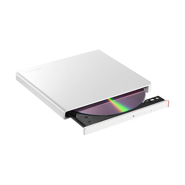 バッファロー USB2.0用ポータブルDVDドライブ 軽量コンパクトタイプ 書き込みソフト付属 Windows/Mac両対応 ホワイトDVSM-PLV8U2-WHB 1台