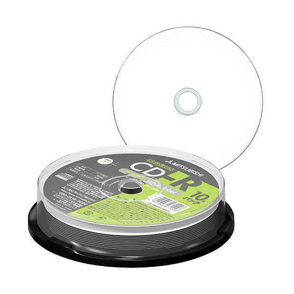 （まとめ）三菱ケミカルメディア データ用CD-R700MB 48倍速 ホワイトワイドプリンタブル スピンドルケ..