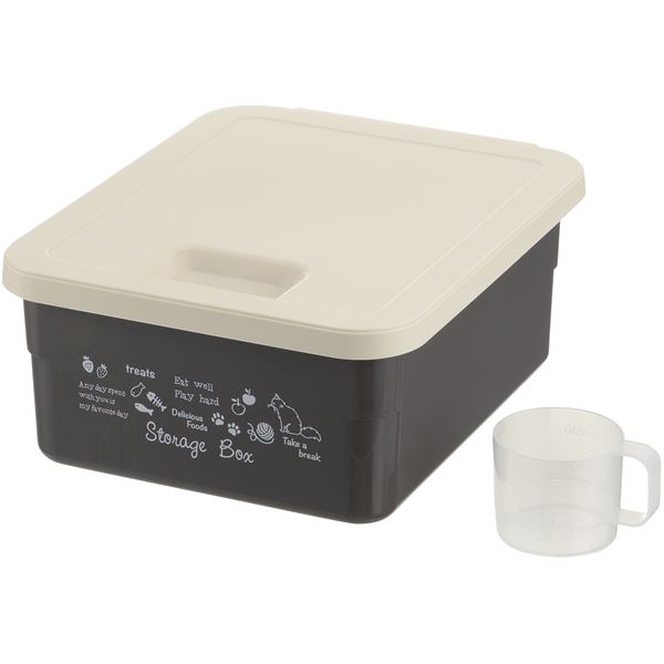 （まとめ）キャットフードストレージボックス ダークグレー (ペット用品) (×2セット）【代引不可】