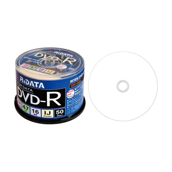 （まとめ）RiDATA データ用DVD-R4.7GB 1-16倍速 ホワイトワイドプリンタブル スピンドルケース D-R16X4..