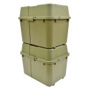 収納ボックス 幅62cm 2個組 70L 日本製 軽量 丈夫 南京錠取付穴付 コンテナボックス アーミーグリーン ArmeyGreen620 アウトドア
