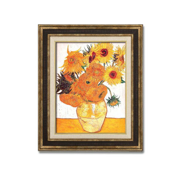 〔 額装品 〕 世界の名画 ダークブラウンアンティーク額 F6 ゴッホ「ひまわり」 フレーム 額縁 額