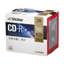 (まとめ)JVC 音楽用CD-R 80分1-48倍速対応 ホワイトワイドプリンタブル 5mmスリムケース AR80FP20J1 1パック(20枚)【×5セット】