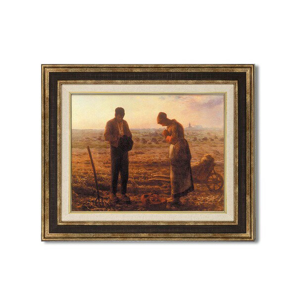 〔 額装品 〕 世界の名画 ダークブラウンアンティーク額 F6 ミレー「晩鐘」 フレーム 額縁 額