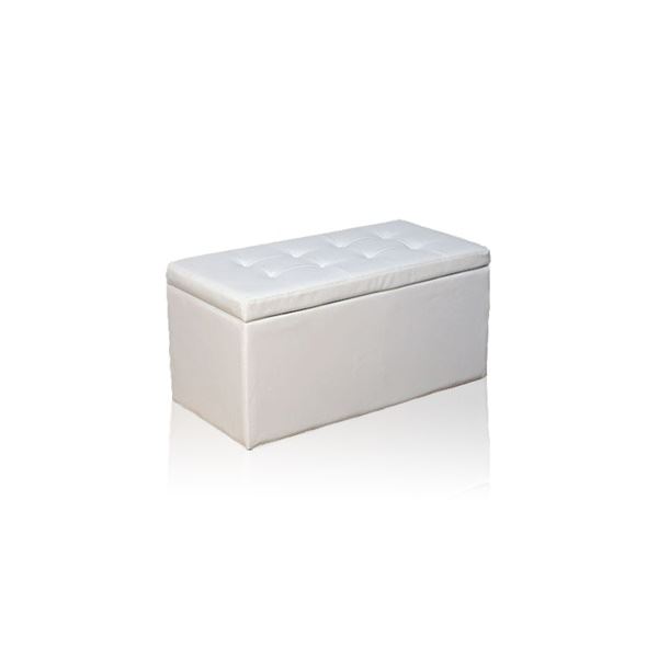 スツール オットマン 約幅66cm 2人掛け ホワイト 収納付き 撥水 合皮 合成皮革 木製 完成品 リビング ..