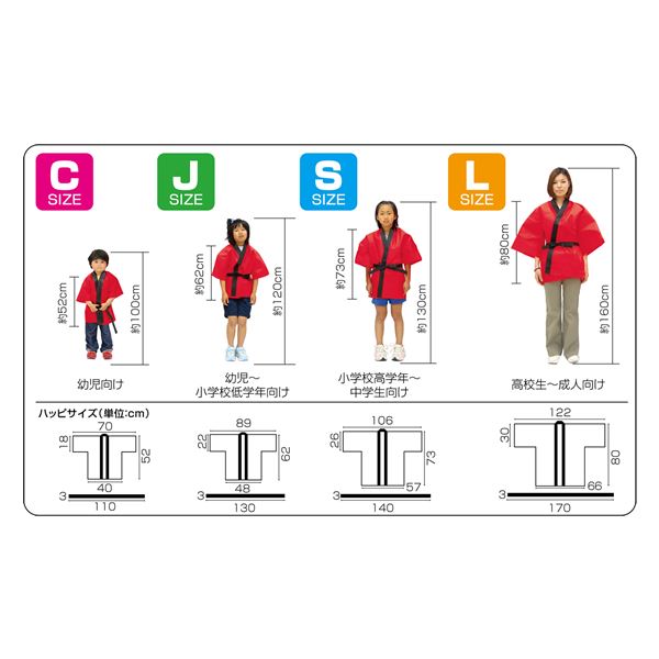 （まとめ）カラー不織布ハッピ 子供用S 黒（緑襟） 【×10個セット】