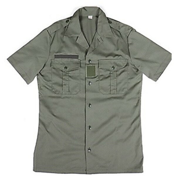 フランス軍 放出 チャドシャツ 43-44 XL相当 オリーブ トロピカル 半袖 シャツ ヘリボーン生地 綿100％ ミリタリーウェア(4)