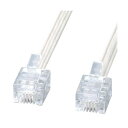 (まとめ)サンワサプライ エコロジー電話ケーブル6極4芯 ホワイト 3m TEL-E4-3N2 1本【×10セット】(2)