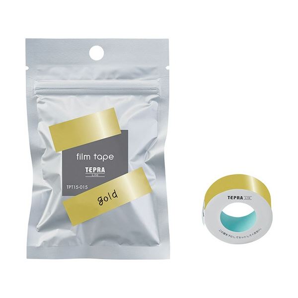 (まとめ) キングジム テプラ Lite フィルムテープ 15mm ゴールド/黒文字 TPT15-015 1個 【×10セット】