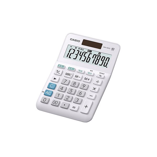 （まとめ） カシオ W税率電卓 ミニジャストタイプ 10桁 ホワイト【×5セット】