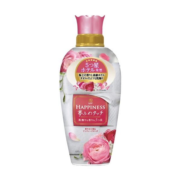 (まとめ) P＆G レノアハピネス 夢ふわタッチ 華やかに香るアンティークローズ 本体 480ml 1本 【×5セット】 1