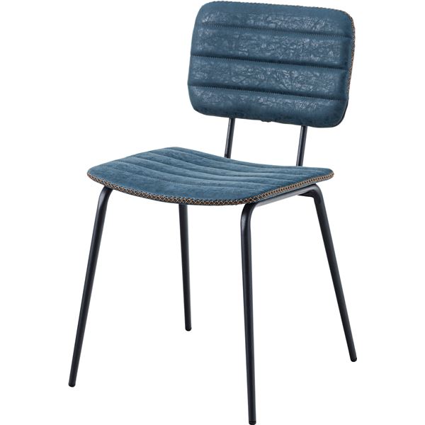 ダイニングチェア パーソナルチェア 約幅45.5cm ネイビー スチール ソフトレザー 完成品 リビング 在宅..