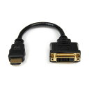 (まとめ)StarTechHDMI-DVI-D変換ケーブル HDMI オス-DVI-D メス 20cm HDDVIMF8IN 1本【×3セット】