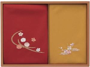 MASUI 洛北 刺繍入り二巾風呂敷&金封包み 赤/金茶 MASUI 洛北 刺繍入り二巾風呂敷&金封包み 赤/金茶