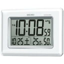 SEIKO CLOCK (セイコークロック) 掛置兼用時計 電波 デジタル カレンダー・温度・湿度表示 白パール SQ424W