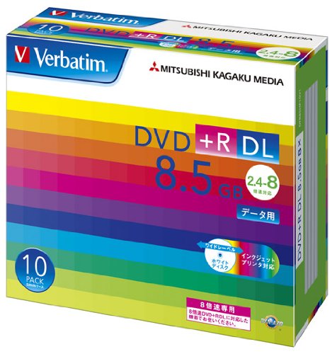 MITSUBISHI 三菱電機 Verbatim DTR85HP10V1 データ用DVD+R DL 8.5GB ワイドプリンタブル スリムケース 10枚(DTR85HP10V1)