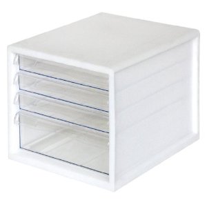 ナカバヤシ A4レターケース 書類ケース 小物整理収納 4段(浅3・深1) ホワイト A4E-04W