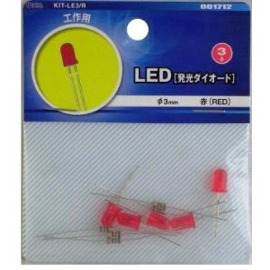 OHM オーム電機 [ライト・照明＞LED電球・LEDランプ] LED φ3mm赤 5個入り