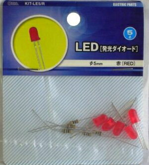 OHM オーム電機 [ライト・照明＞LED電球・LEDランプ] LED φ5mm赤 5個入り