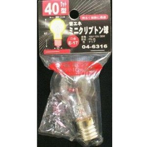OHM オーム電機 [ライト?照明＞クリプトンランプ] ミニクリプトン球PS35 40W型クリア