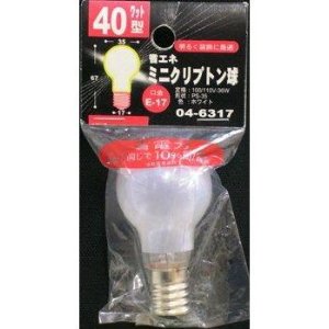 OHM オーム電機 [ライト・照明＞クリプトンランプ] ミニクリプトン球PS35 40W型ホワイト