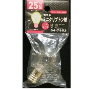 OHM オーム電機 [ライト・照明＞クリプトンランプ] ミニクリプトン球S35 25W型クリア