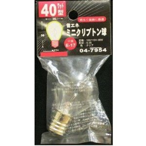 OHM オーム電機 [ライト・照明＞クリプトンランプ] ミニクリプトン球S35 40W型クリア