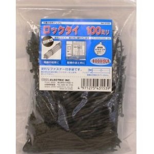 OHM オーム電機 ロックタイ 100mm耐候・黒 1000本入り