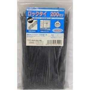 OHM オーム電機 ロックタイ 200mm耐候・黒 300本入り