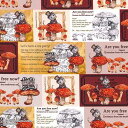清原(KIYOHARA) 【布・生地】Ringo fabric シーチング 生地 マッシュルームキャット招待状 カットクロスあり【2022新作】 (RINF-08C)