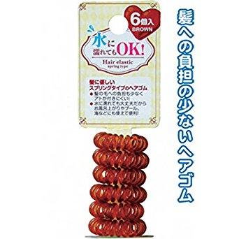 セイワプロ 水に濡れてもOK!スプリングヘアゴム6個入(茶)