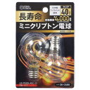 OHM オーム電機 長寿命ミニクリプトン電球(40W形/E17/クリア/2個入り) LB-PS35L40C-2P