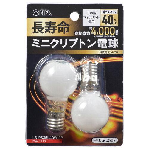OHM ŵ Ĺ̿ߥ˥ץȥŵ(40W/E17/ۥ磻/2) LB-PS35L40W-2P