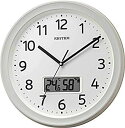 リズム時計工業 掛け時計 白 Φ32.5x5cm 電波 アナログ デジタル 連続秒針 温度 湿度 カレンダー 8FYA02SR03