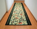 抗菌・防臭加工 オリエンタル更紗柄カービング廊下敷 65×540cm グリーン