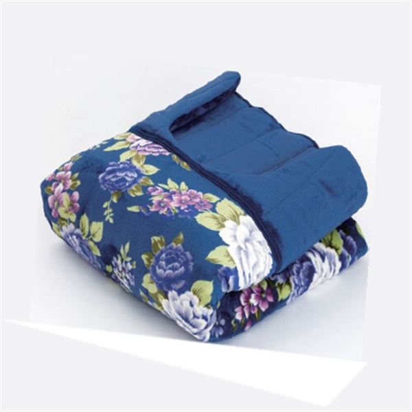 マイヤー2枚合わせ3層構造くりえり毛布布団 1枚 ブルー